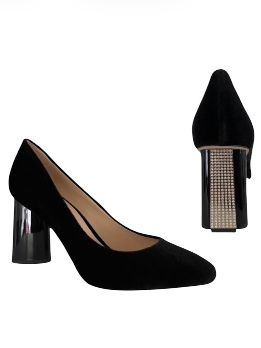 Kate Spade Sybil Black Velvet Rhinestone Pumps Heel Size 7